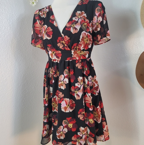 MADEWELL TULIP-SLEEVE IN FRENCH ROSE FAUX-WRAP MINI DRESS SIZE 2 - Picture 7 of 16